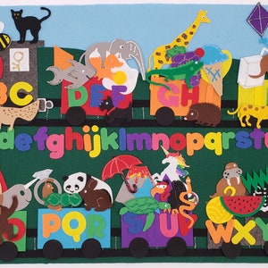Felt Alphabet Train Board: Rainbow Animal Learning Set