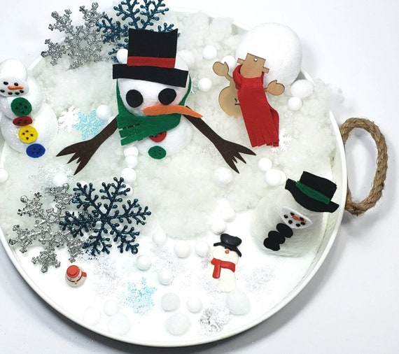 Snowman Sensory Table & How to Color Chickpeas Tutorial - Pocket