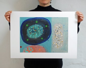 Blue Abstract Seascape Art Print: Cornwall Giclee Print