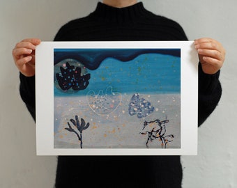 Impresión de paisaje marino abstracto azul «Seashore #2»