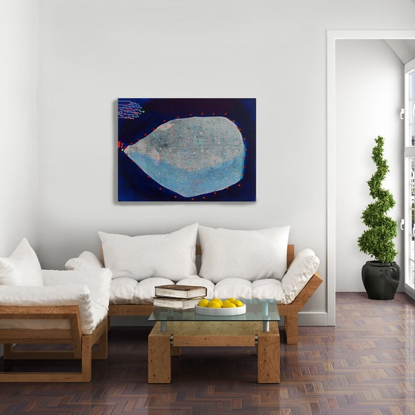 RESERVED FOR ANAT Blue Abstract Painting Underwater Sea Creatures