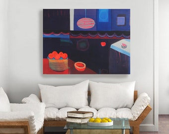 Large Wall Art, Painting of Peaches, Gift For Him