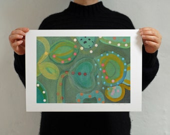 Impresión abstracta de flora y fauna verde de Marimekko Spring