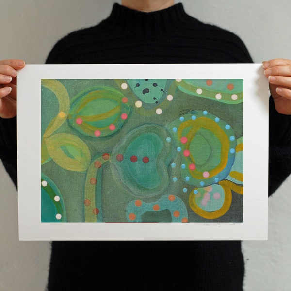 Green Abstract Flora and Fauna Print 'Marimekko Spring'