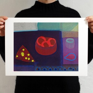 Stampa artistica di una fruttiera, stampa di una natura morta astratta, regalo per loro
