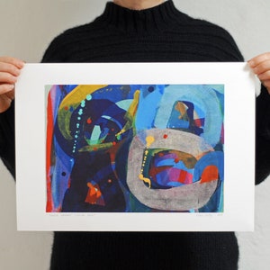 Blue Abstract Art Print, Gift for Her, Jungle Garden Art