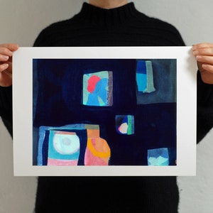 Abstract Art Print of 'Windows at Night’, Gift For Him