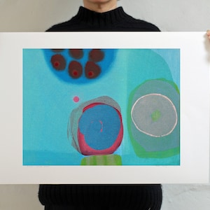 Stampa artistica astratta blu "Ninfee", regalo per lei