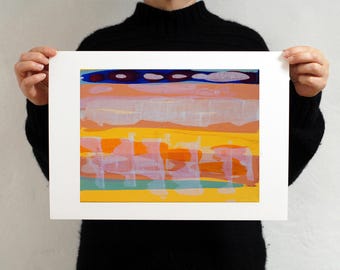 Yellow Abstract Art Print: Cornwall Sea & Sand Giclée