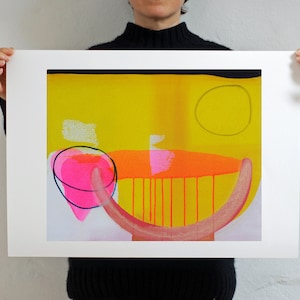 Yellow Abstract Art Print of Original Painting &#39;Heat 2&#39;