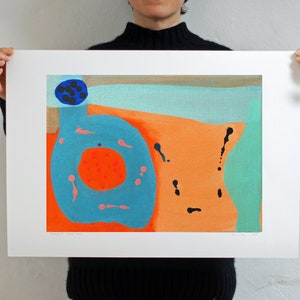 Lámina abstracta naranja de la Costa Azul, regalo para ella 17 x 12 inches