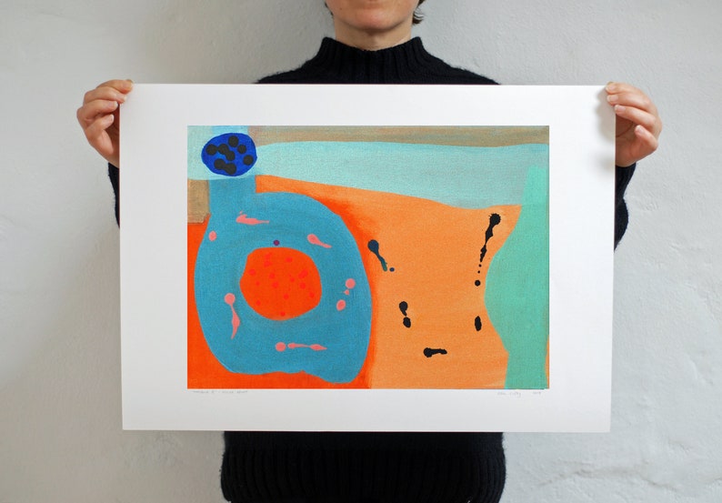 Lámina abstracta naranja de la Costa Azul, regalo para ella 17 x 12 inches