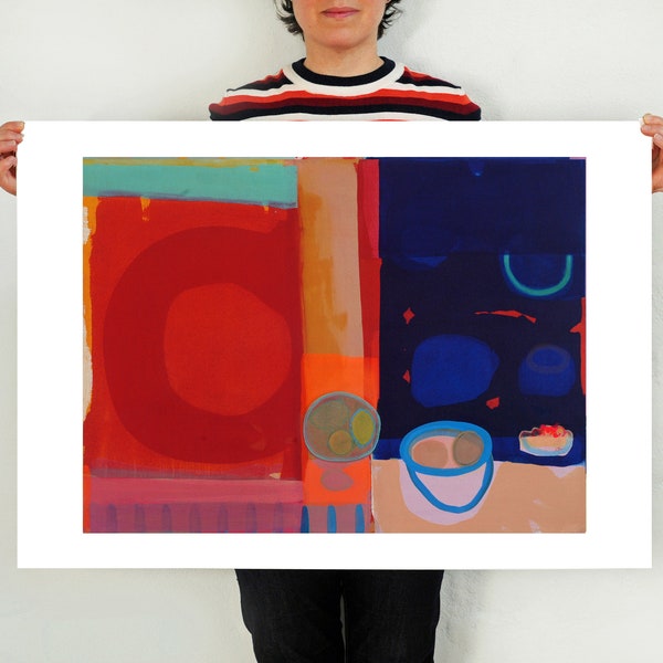 Large Wall Art, Colourful Art Print with Fruit Bowl