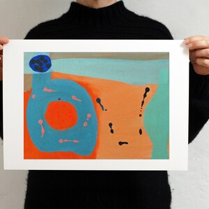 Lámina abstracta naranja de la Costa Azul, regalo para ella 12.5 x 9 inches