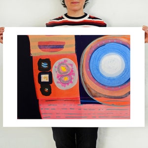 Sushi Nights Abstract Art Giclee Print: Orange & Pink Wall Decor