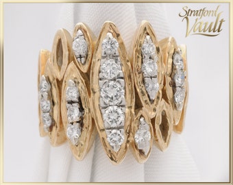 Custom Made ~ Diamond Right Hand Ring ~ 18K Yellow Gold Setting ~ 0.60ctw Genuine H/SI1 Brilliant Cut Diamonds ~ STR21035