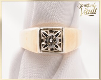 Vintage ~ Diamond Solitaire Wedding Ring ~ 0.25ct Genuine Brilliant Cut H/SI1 Diamond ~ 10K Yellow and White Gold ~ STR17129 ~ GIA ~ 2500.00