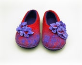 Felted slippers Handmade women home shoes Purple Natural wool Women winter shoes -cozy, warm gift