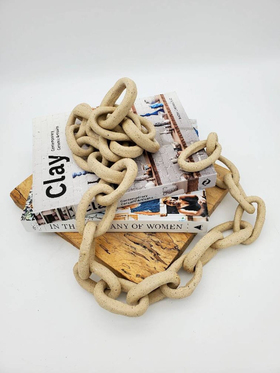 Ceramic Chain Link, Decorative Chain, Tan Clay Raw Ceramic Chain, Home
