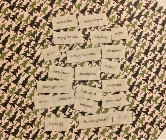 Journey Words Travel Words Fabric Printed Words Junk Journal Ephemera Scrap Journal Ephemera - 