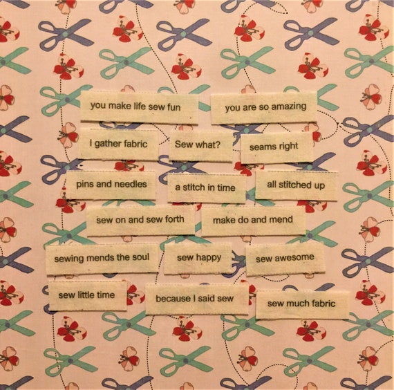 Words to Sew by / Fabric Words / Fabric Word Tiles / Junk Etsy