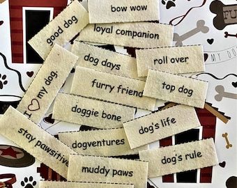 Love of Dogs # 2 / fabric word tiles / fabric words / junk journal / scrap journal