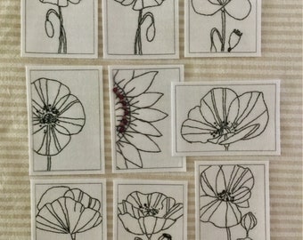 Poppy Blackwork Blocks 2 X 3 tum DIGITAL FIL / skräpjournal / scrap journal / skräpjournal ephemera / scrap journal ephemera