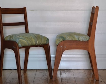 Vintage Mid century wooden chair tropical fern fabric price 1 chair only