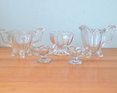 Vintage Art deco glass bowls condiment jug creamer tableware