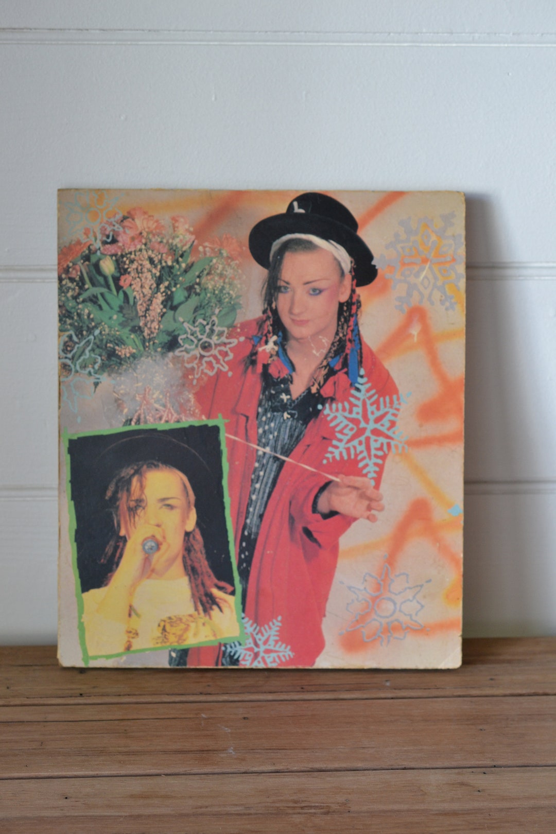 Vintage Boy George Block Print Mounted 1980s Culture Club Music Wall ...