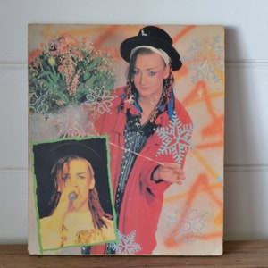 Vintage Boy George Block Druck montiert 1980er Jahre Kultur Club Musik Wandbehang Plakat