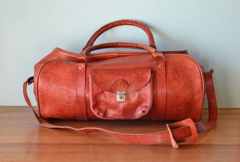 vintage leather overnight bag