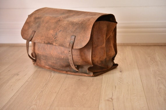 Antique Postmans bag leather satchel saddle bag La