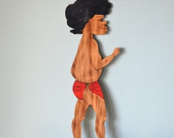 Vintage aboriginal figure plywood 1950s AYLBT