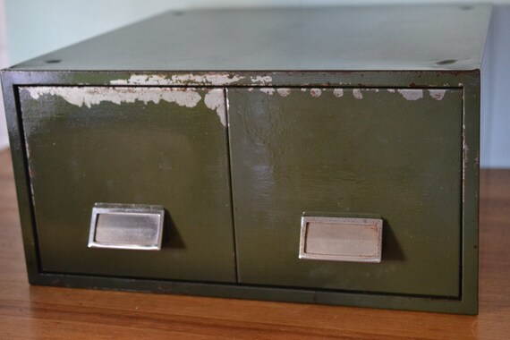 Vintage Industrial Green Metal Filing Drawers Portable Large Etsy