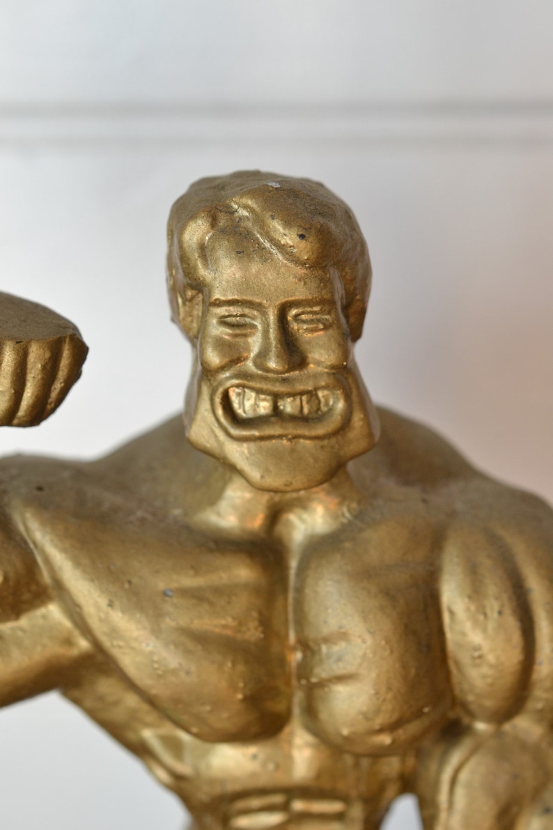 Vintage 1980s body building trophy figure plaster kitsch retro Arnold Schwarzenegger