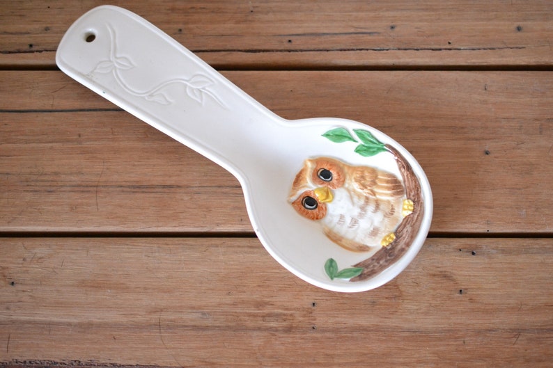 Vintage Owl spoon rest Japan Otagiri Maryann baker ceramic