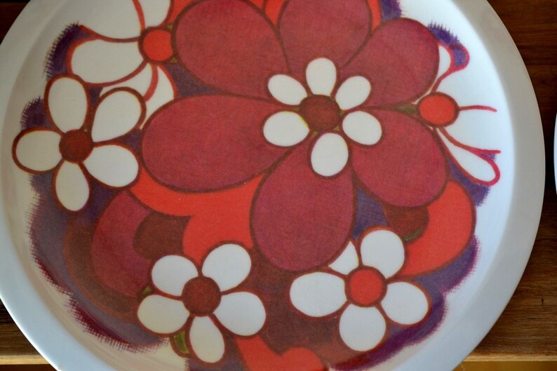 Vintage Bessemer plastic dinner plates funky flowers x 6 Etsy
