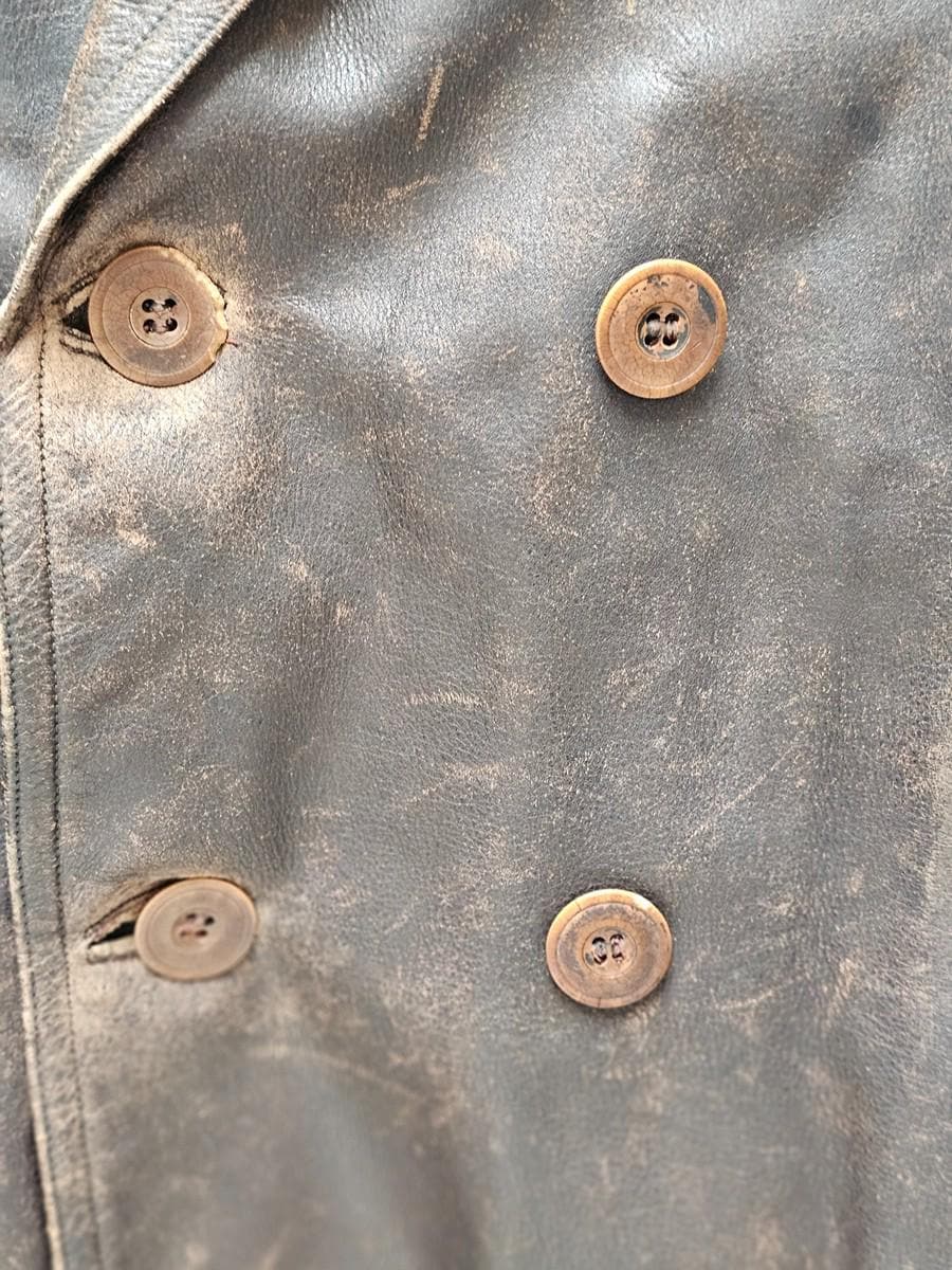 Vintage WWI -WWII Military Leather Jacket Trench Coat Size