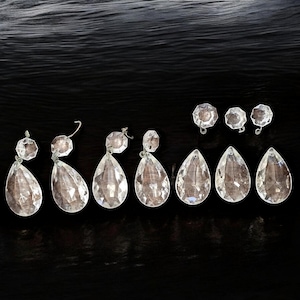 Vintage 7 x glass crystal tear dop Pendalogues chandelier 4 cm x 2.5 cm