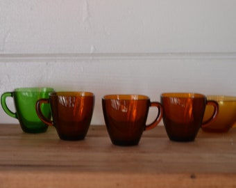 Okulary vintage bursztynowo-zielone krótkie czarne Francja retro Vereco