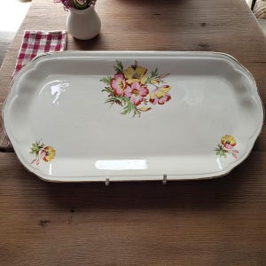 Vintage British Anchor Regency sandwich serving plate tray fine china flowers
