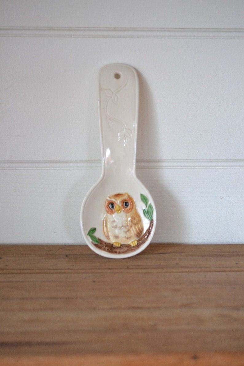 Vintage Owl spoon rest Japan Otagiri Maryann baker ceramic