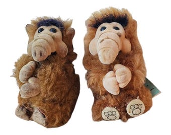 Vintage 1987 ALF Clip On Plush Toys Pair Mini Alien Soft Toys one with Tag