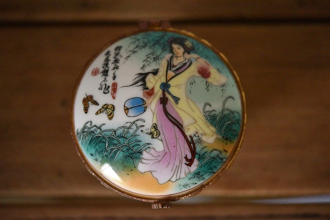 Vintage Geisha Japan Jewellery Box Ceramic Hand Painted - Etsy