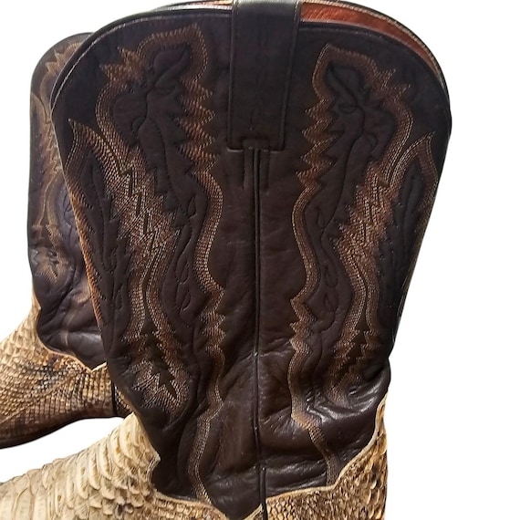 Vintage Dan Post Python leather Snakeskin Western… - image 2