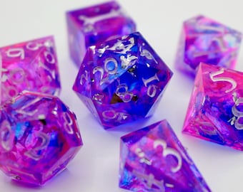 Arcane Jinx Inspired Resin Dice Set | Handmade Sharp Edge TTRPG Dice (7 Piece)