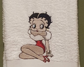 Machine Embroidered Betty Boop Hand Towel