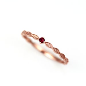 Dainty Lace Ruby Gold Ring, Filigree ring, 14K Gold Ring, July Birthstone Ring, Stacking Birthstone Ring, Dainty Gold Ring, Ruby Ring 14K
