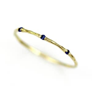 Blue Sapphire Twig Ring / 14K Solid Gold / Gold Sapphire Ring / Solid Gold Sapphire Ring / Natural Blue Sapphire / September Birthstone